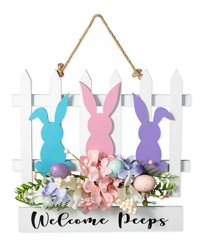 14" L Easter Wooden Bunny Fence Door Hanger | Macy's
