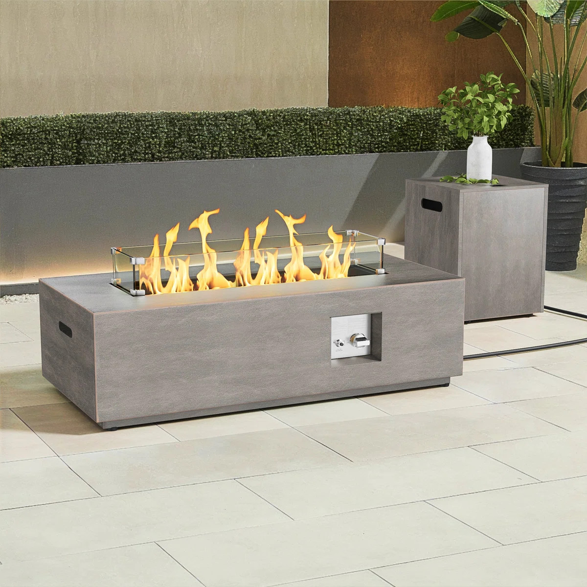 Joycie 12.6’’ H x 42’’ W Metal Propane Outdoor Gas Fire Pit Table | Wayfair North America
