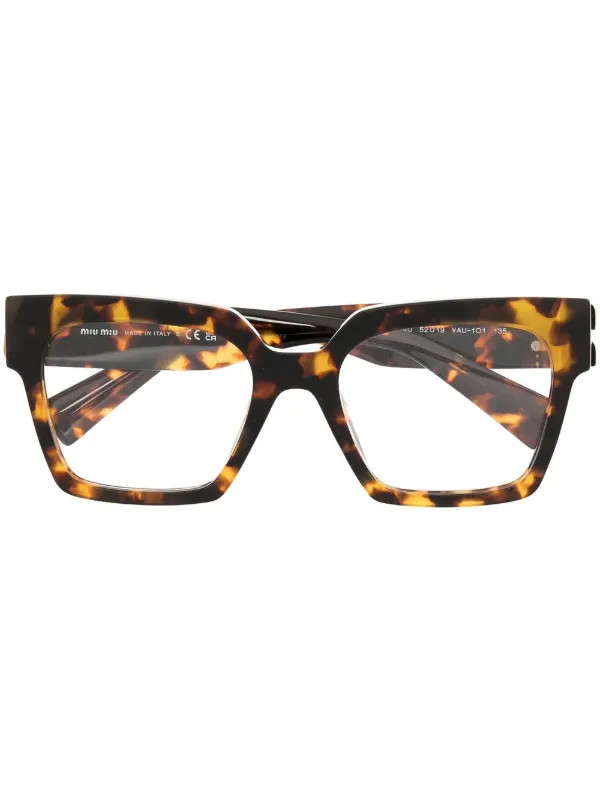 Miu Miu Eyewear tortoiseshell-effect Square Glasses - Farfetch | Farfetch Global