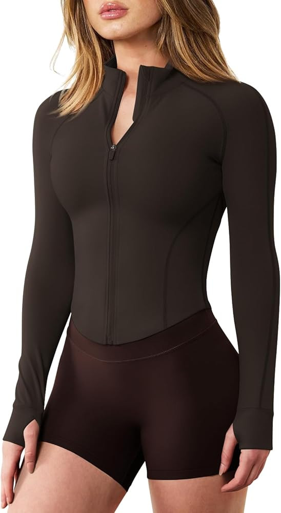 GYM RAINBOW Womens Snatched Workout Jackets Lightweight Zip Up Slim Fit Gym Track Athletic Jacket... | Amazon (US)