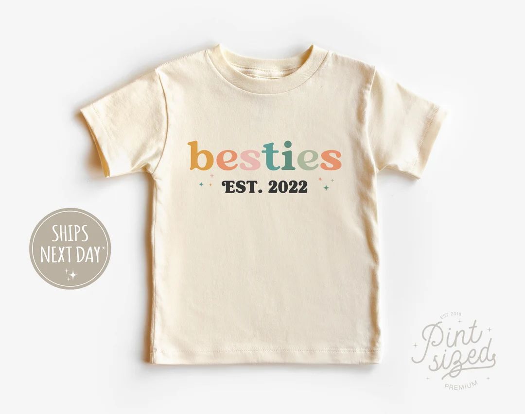 Personalized Bestie Toddler Shirt - Retro Best Friends Kids Shirt - Cute Natural Toddler Tee | Etsy (US)