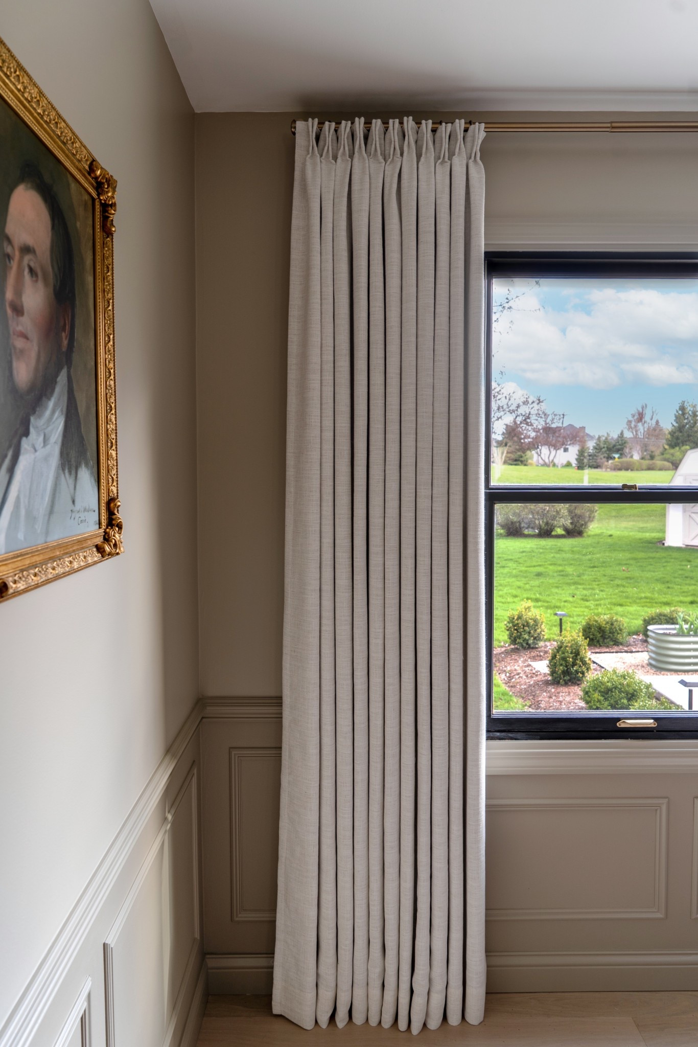We always know we’re close to completing a room when it’s curtain install time! Once again we are installing our favorite pinch pleat curtains from @twopagescurtains in our dining room. #GiftedByTwoPages

These are the Liz linen curtains in ivory white and they are the perfect off white color but also have a lovely subtle texture to them. They might be my favorite in curtains in our home yet.

Curtain Details: Liz Linen Curtain, Style 1908-2, Color Ivory White, Pinch Pleat, 55” W x 90” L, Room Darkening 90%, Memory Shaped 
°
°
°
°
#LKSAddress #curtains #twopageshome