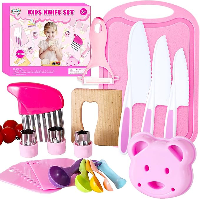19 Pieces Kitchen tools-Kids Cooking sets Real-Toddler Knife Set for Real Cooking, Montessori Toy... | Amazon (US)