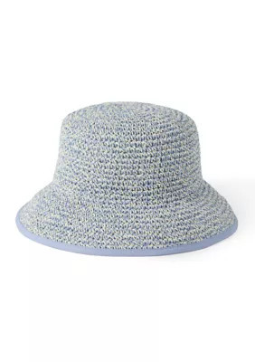 Nine West Women's Two Tone Crochet Straw Bucket Hat, Blue | Belk