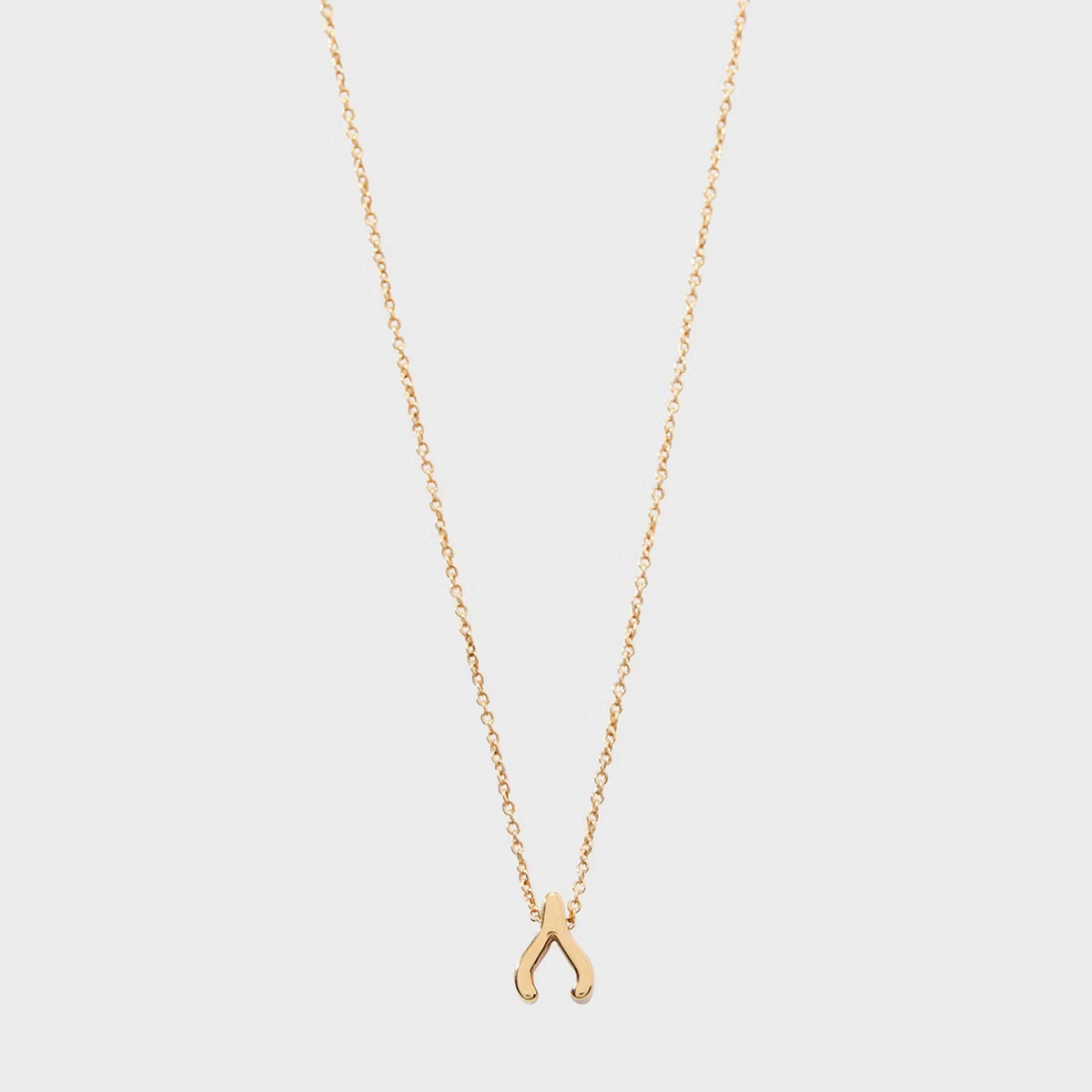 Tiny Tags 14K Gold Ion Plated Wishbone Necklace - Gold | Target