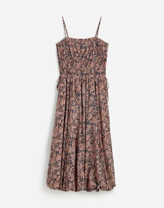 Smocked Bubble-Hem Midi Dress in Paisley | Madewell | Madewell