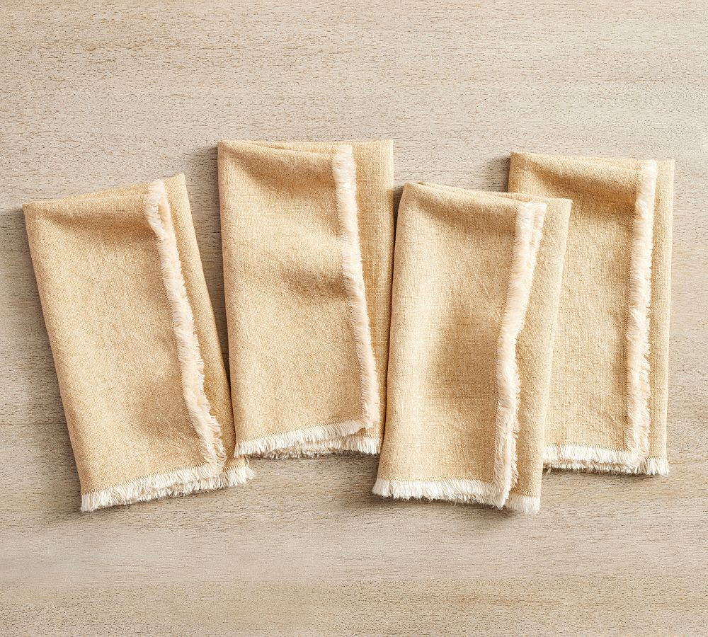 Frayed Oversized Linen Napkins - Set of 4 | Pottery Barn (US)