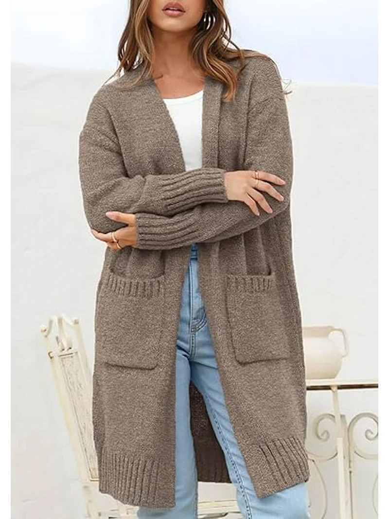 PRETTYGARDEN Fall Long Sleeve Cardigan Sweaters for Women Trendy Winter Open Front Loose Knitted ... | Walmart (US)