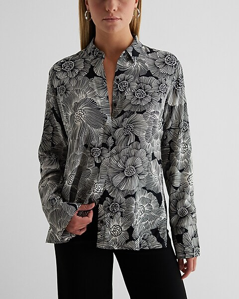 Floral Tunic Relaxed Portofino Shirt | Express