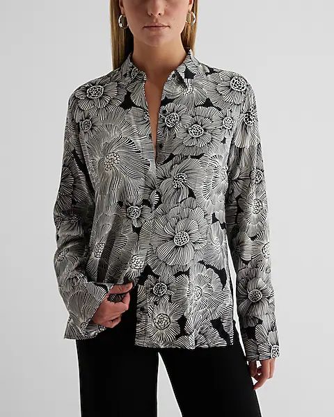 Floral Tunic Relaxed Portofino Shirt | Express