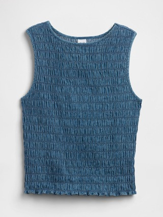 Smocked Sleeveless Boatneck Top | Gap Factory