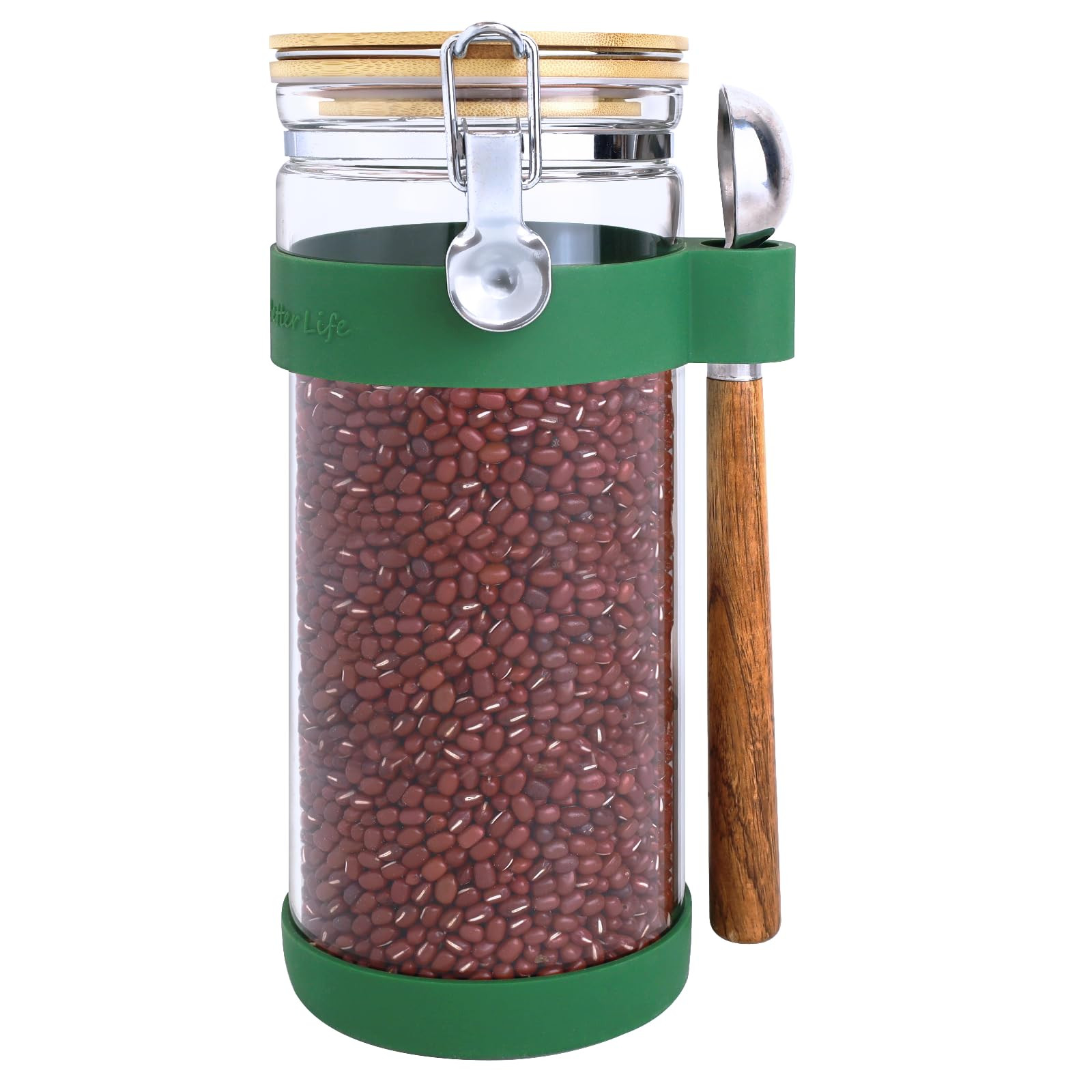 KKC HOME ACCENTS Air tight Glass Food Storage Canister with Lid and Scoop, Airtight Sealed Glass ... | Amazon (US)