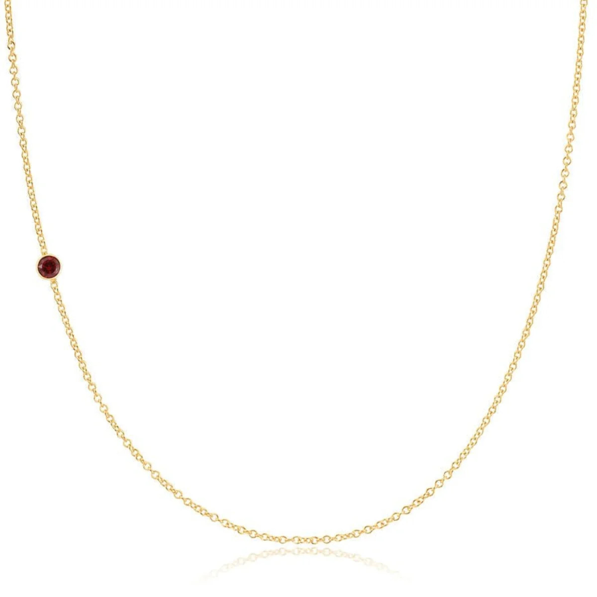 14K Gold Asymmetrical Birthstone Necklace - Garnet (January) | Maya Brenner UK