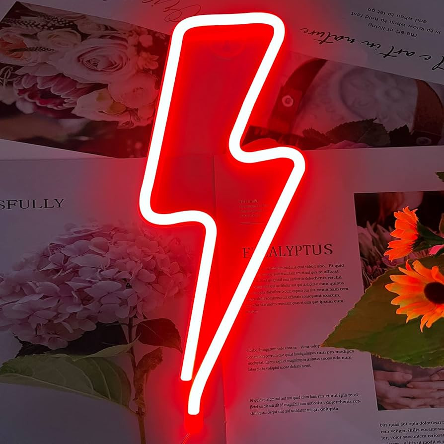 Neon Signs Lightning Bolt Neon Light Sign for Wall Decor, Battery or USB Powered Led Lightning Li... | Amazon (US)