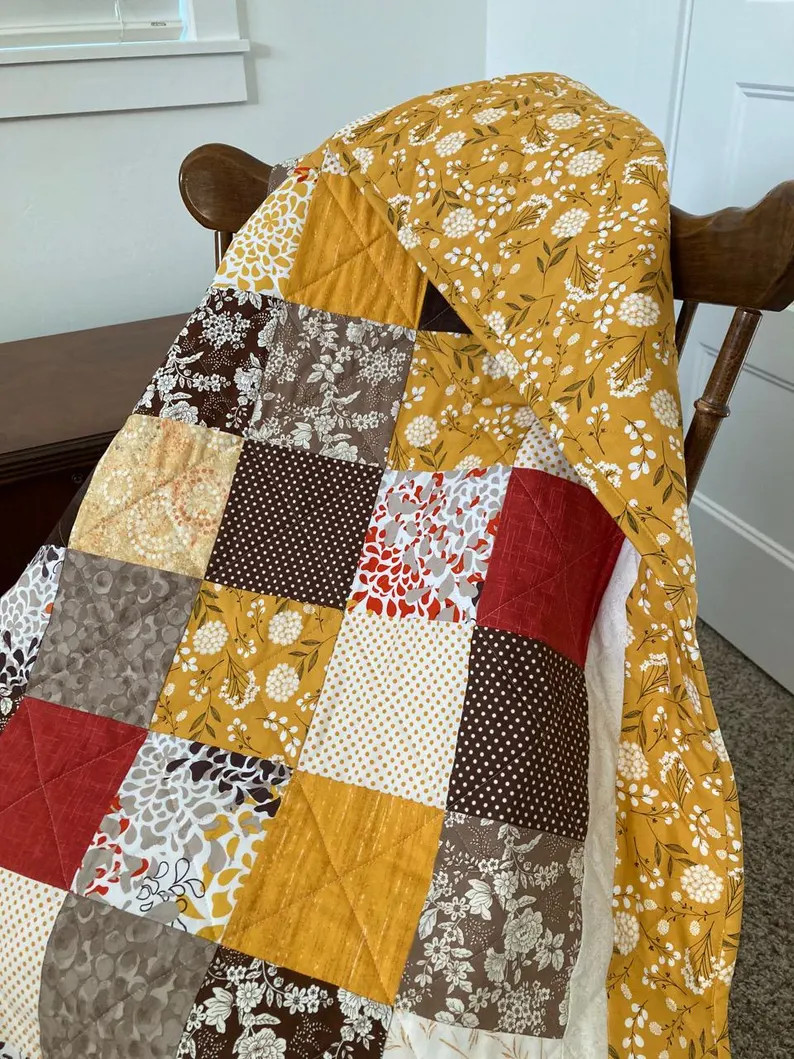 Fall Decor Country LAP Quilt! Cotton Floral Throw, Bold, Cheerful Colors, | Etsy (Global)