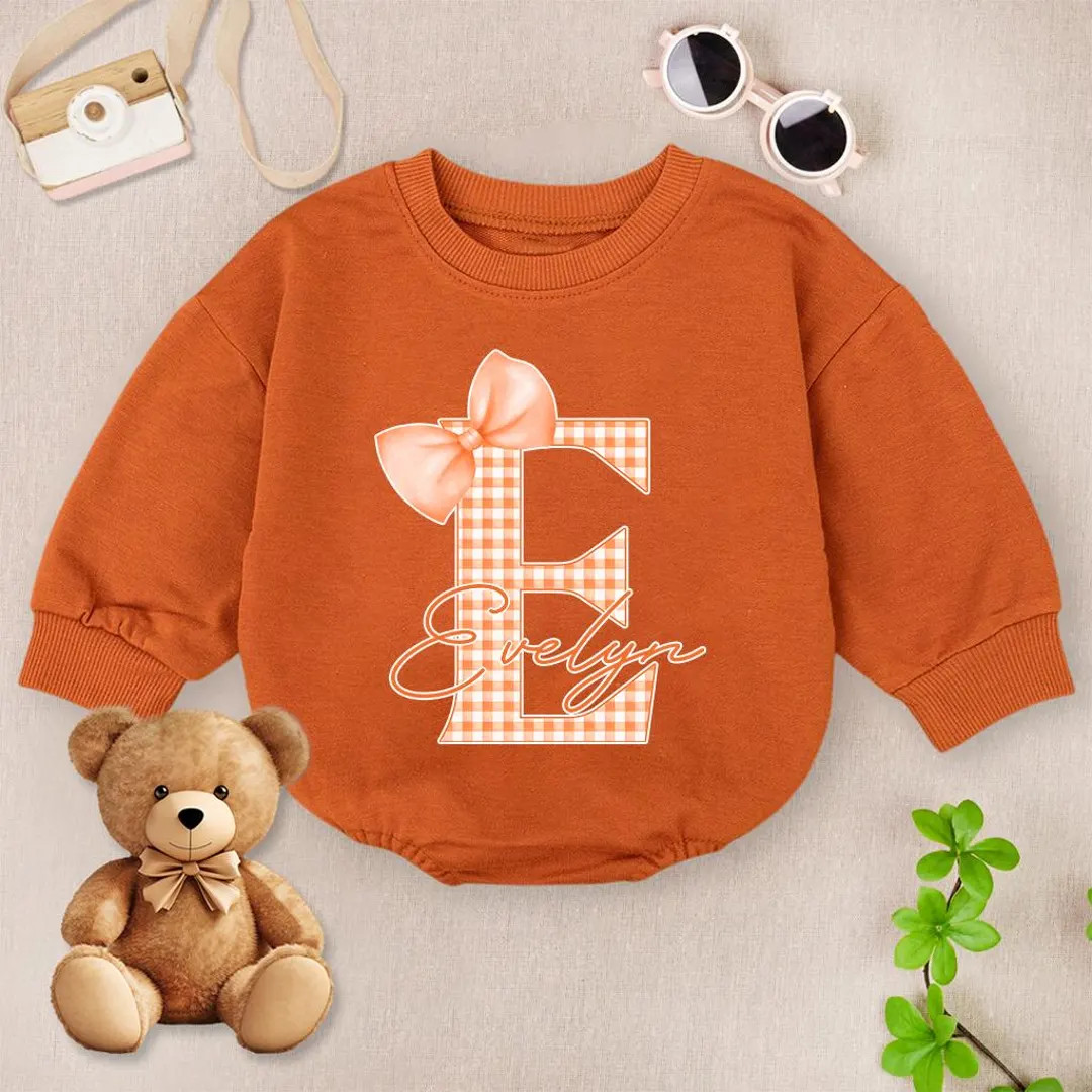 Personalized Name Baby Girl Baby Romper, Fall Bow Baby Bodysuit, Custom Birthday Name Romper, Cus... | Etsy (US)
