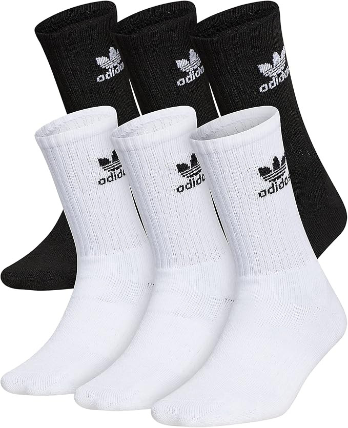 adidas Originals Kids-Boy's/Girl's Trefoil Cushioned Crew Socks (6-Pair) | Amazon (US)