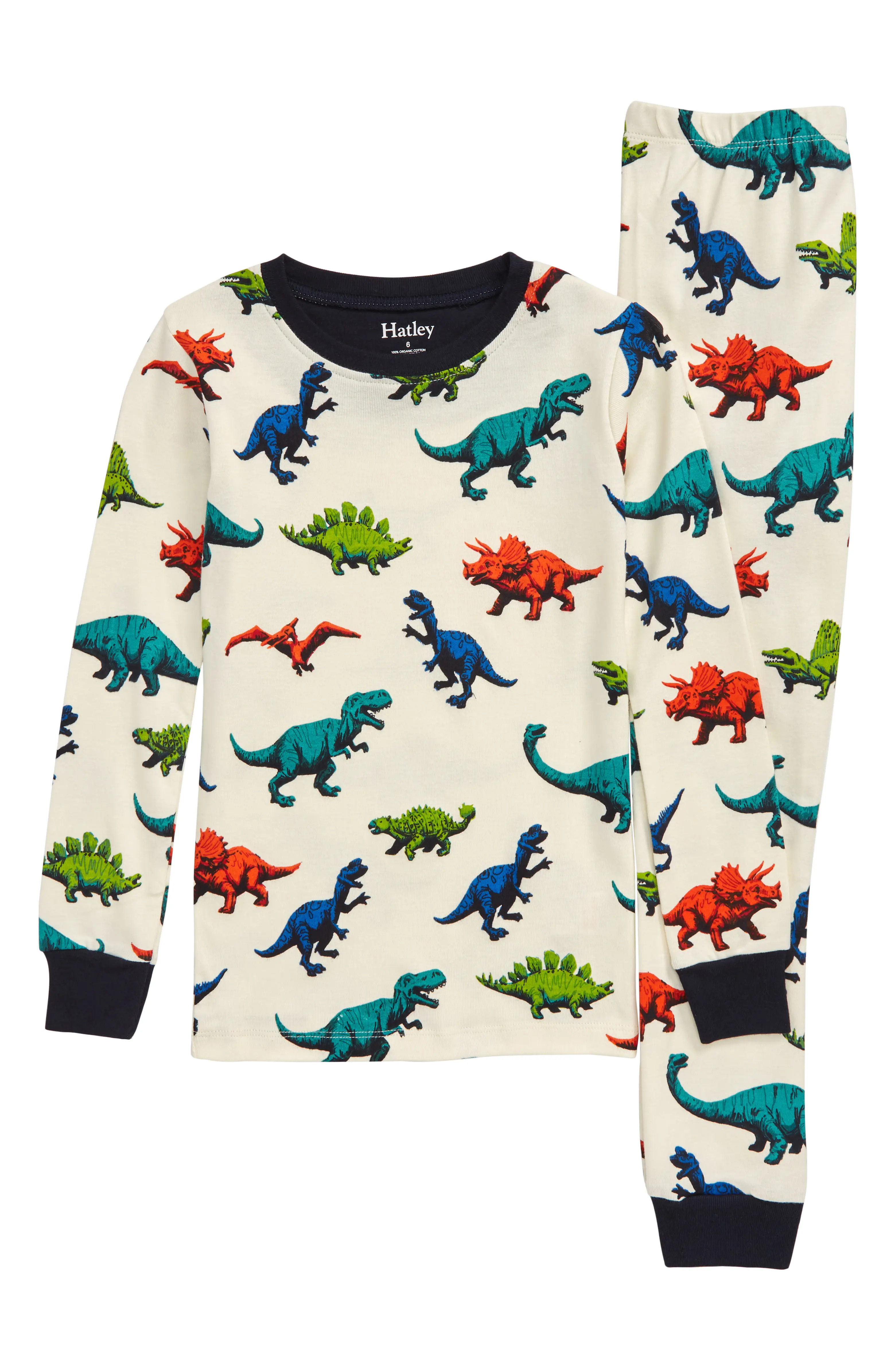 Dino Herd Organic Cotton Fitted Two-Piece Pajamas | Nordstrom