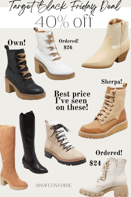 40% off Target women’s boots!!! Run! Best price I’ve seen. 

#LTKCyberweek #LTKGiftGuide #LTKHoliday