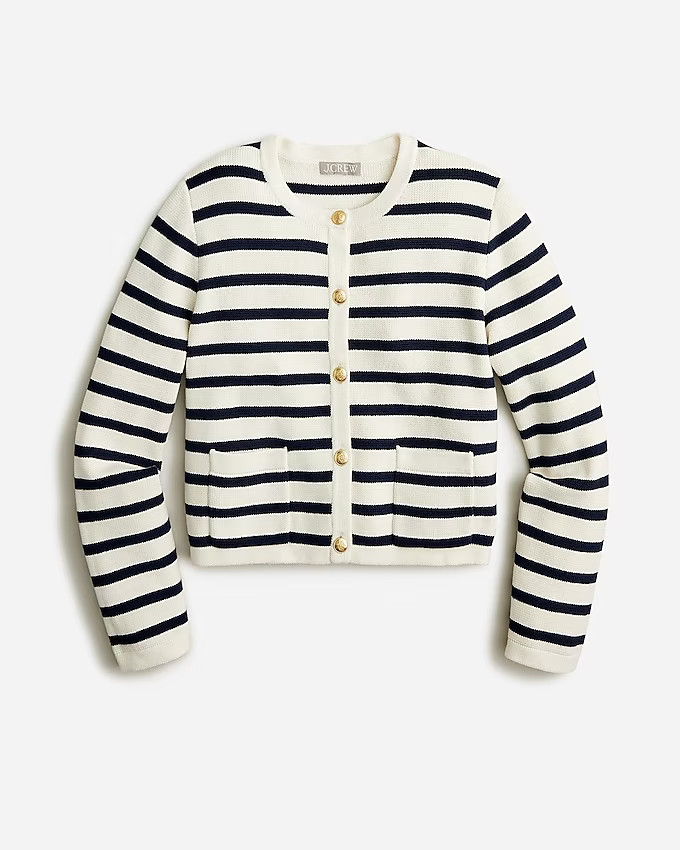 Emilie patch-pocket sweater lady jacket in stripe | J. Crew US