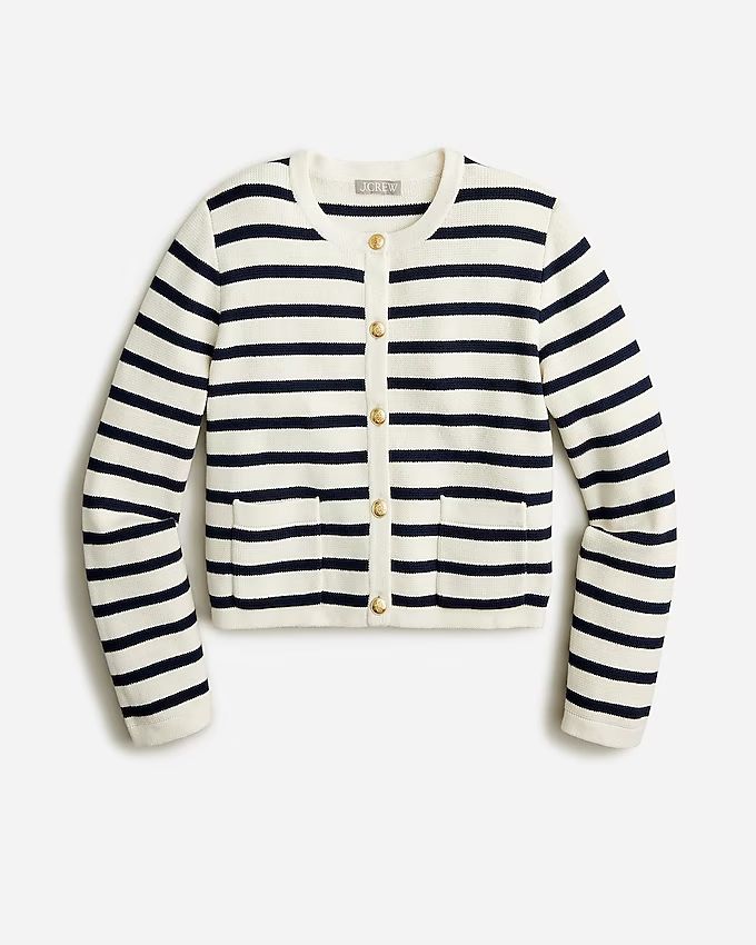 Emilie patch-pocket sweater lady jacket in stripe | J.Crew US