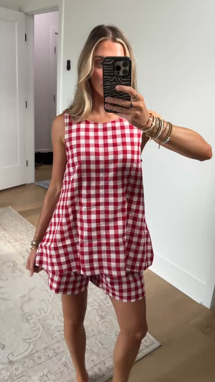Amazon size small Gozoloma Women's Oversized Gingham 2 Piece Set Crewneck Sleeveless A-Line Top and Relaxed Shorts with Pockets Casual Summer

#LTKootd #LTKSaleAlert #LTKdayinmylife