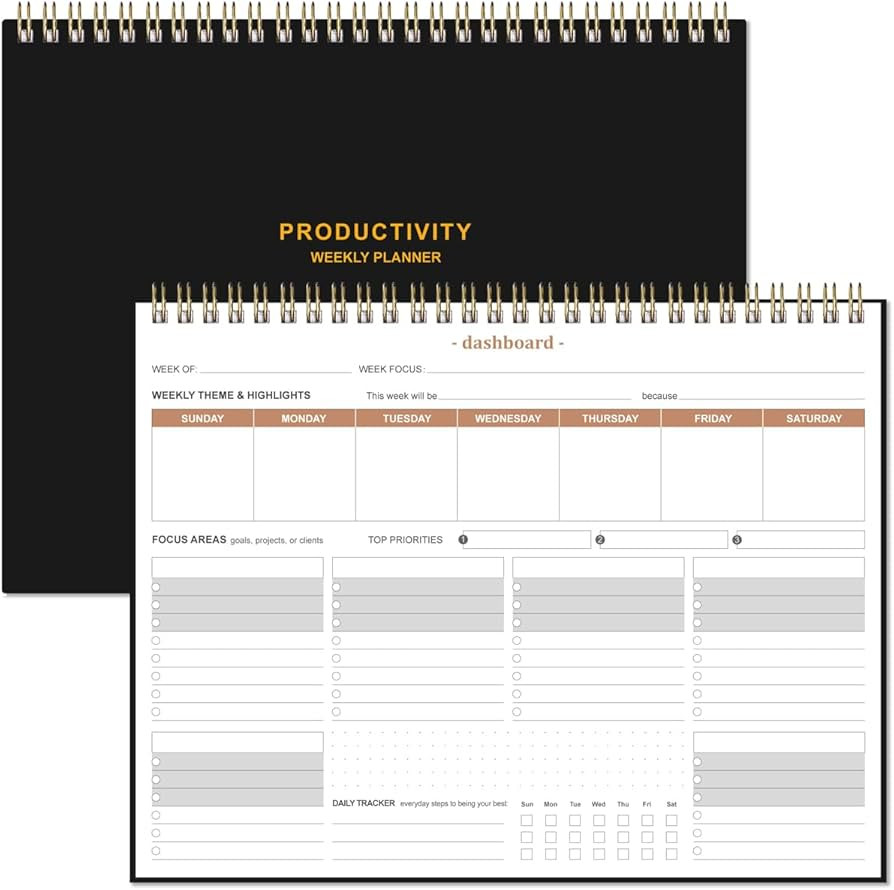 Weekly Productivity Planner - 8.5" x 11" Dashboard Desk Notepad Has 6 Focus Areas to List Tasks f... | Amazon (US)