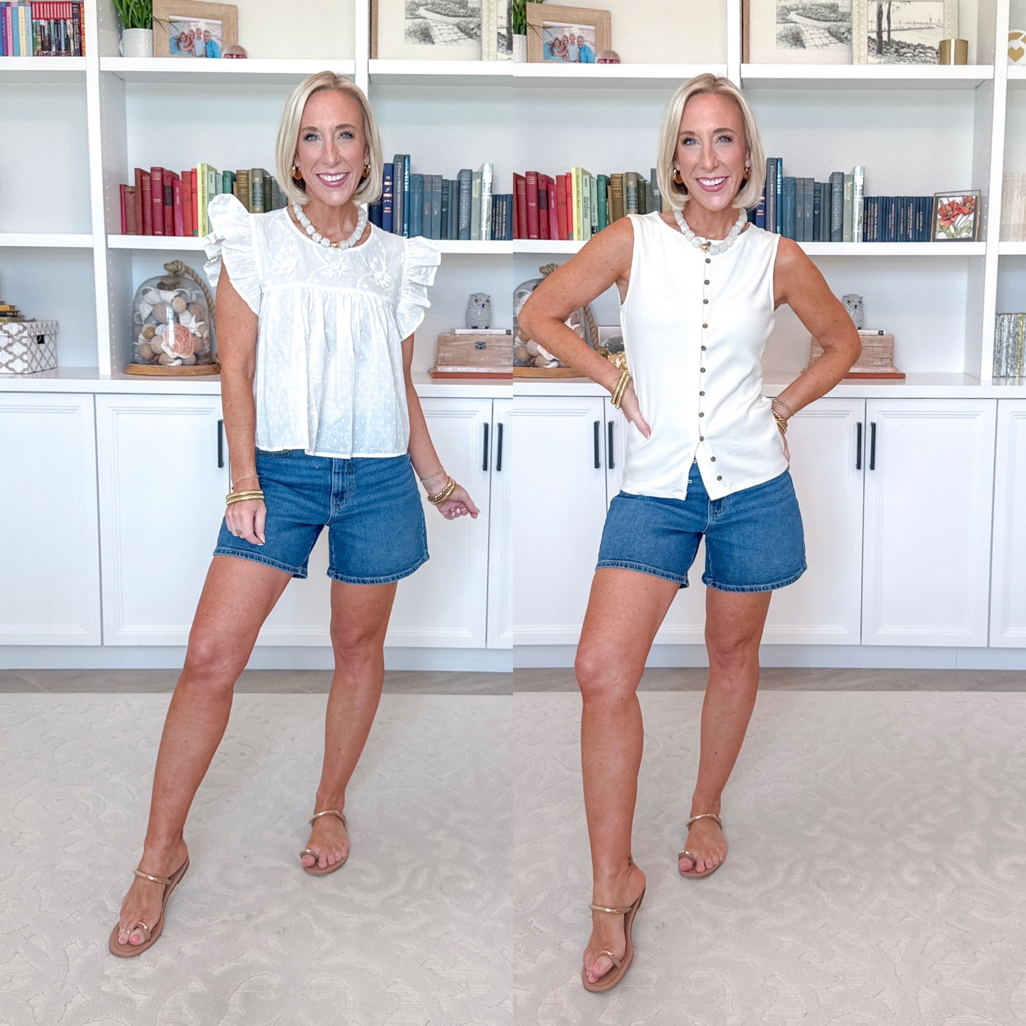 Walmart - part 1 * Flutter Sleeve Top - size XS. $26.50. 2 colors. * High Rise Denim Shorts, 5" Inseam - size 0. $17.98. 3 washes. Button Front Tank Top - size XS. $14.98. 3 colors. 

#LTKSeasonal#LTKOver40#LTKPetite