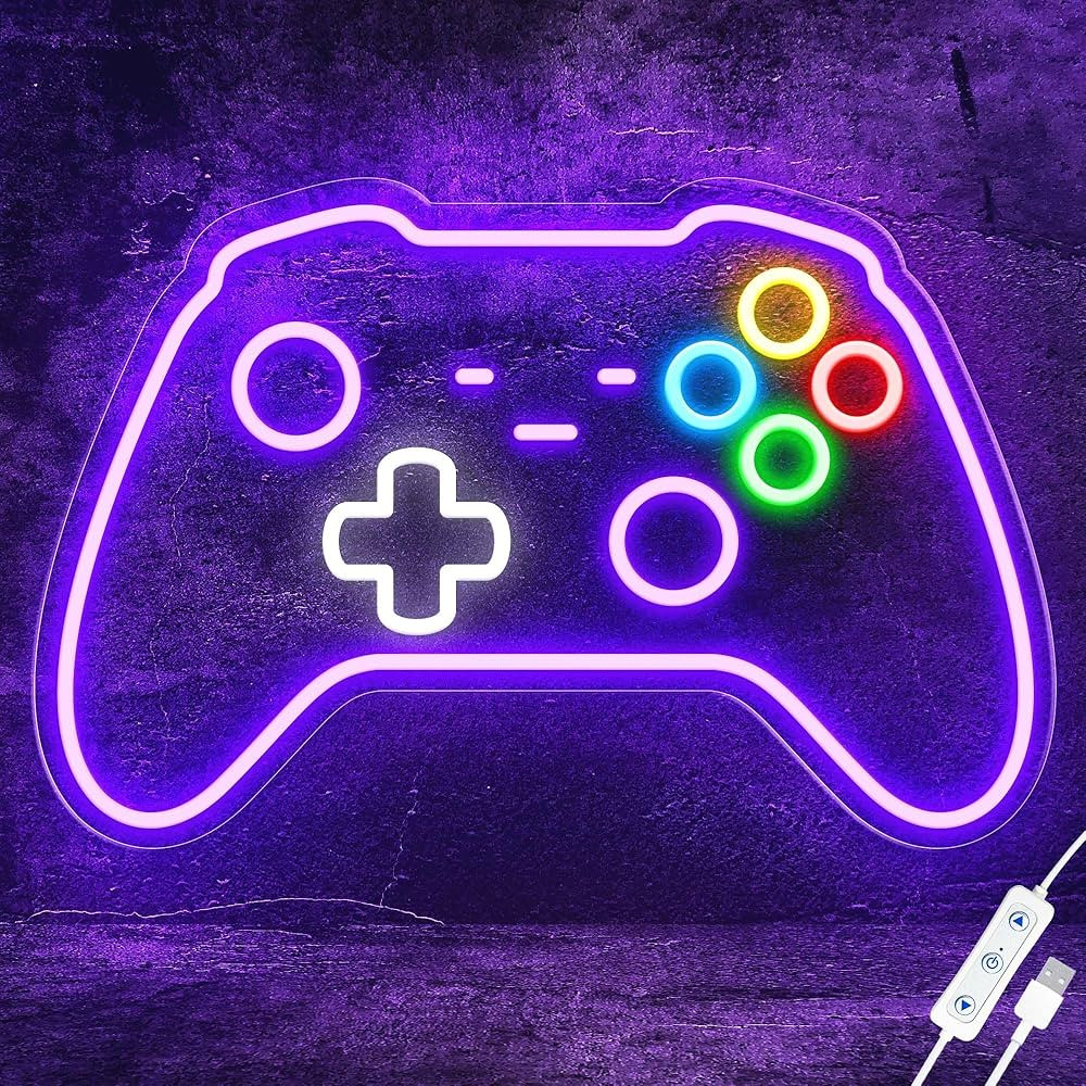 Gamer Neon Sign, Gamepad Shaped LED Neon Sign for Gamer Room Decor, Neon Gaming Sign for Gaming W... | Amazon (US)