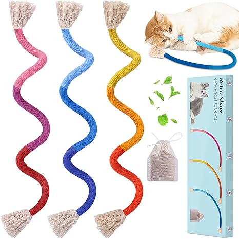 Retro Shaw Cat Toys Chew Rope,3 Pack Catnip Cat Rope Toy for Indoor Kittens,Safe String Cat Teeth... | Amazon (US)