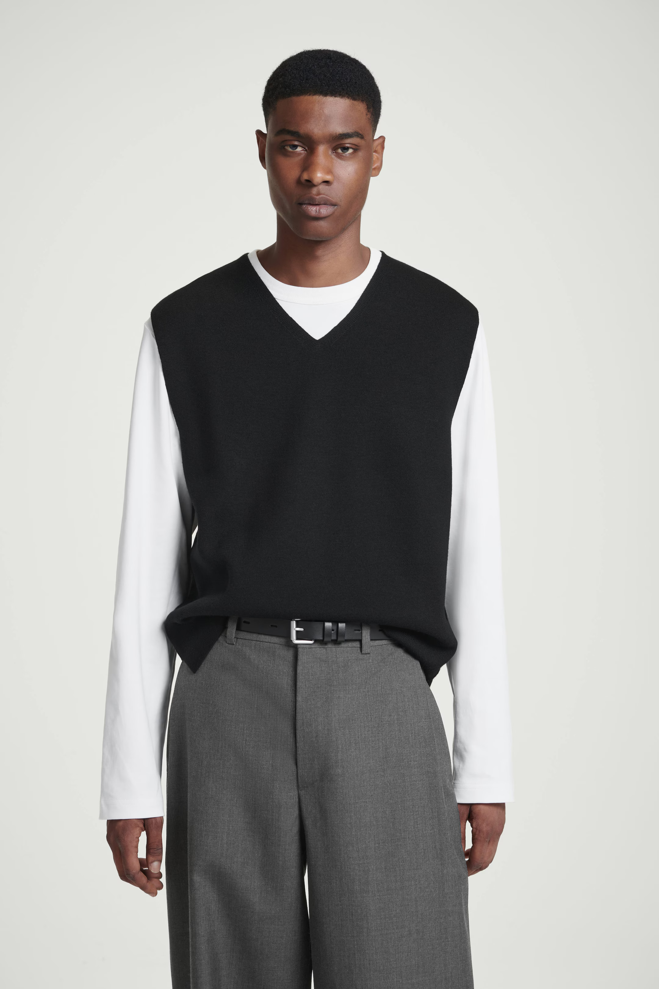 V-NECK MILANO-KNIT WOOL VEST - BLACK | COS (AU)