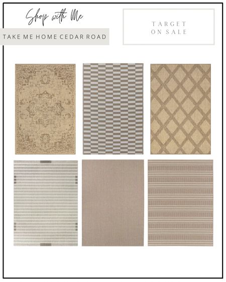 TARGET SALE FINDS - outdoor area rugs on sale! 

Love all of these neutral area rug options. 

Area rug, neutral rug, outdoor rug, target rug, target home, indoor outdoor rug, neutral area rug, outdoor living, target home, target finds 

#LTKfindsunder100 #LTKsalealert #LTKhome