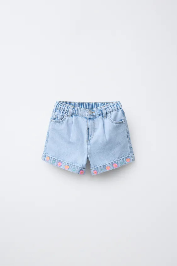 EMBROIDERED DENIM SHORTS | Zara US