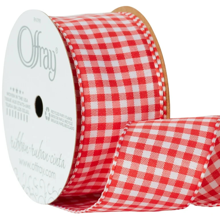 Offray Ribbon, Red 1 1/2 inch Gingham Woven Ribbon for Sewing, Crafts, and Gifting, 9 feet, 1 Eac... | Walmart (US)