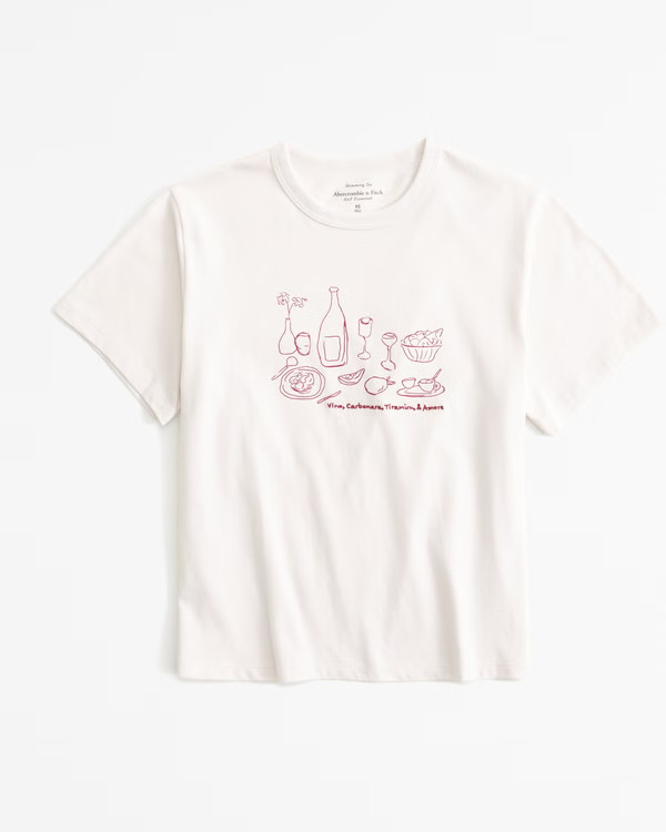 Short-Sleeve Dinner Graphic Skimming Tee | Abercrombie & Fitch (UK)