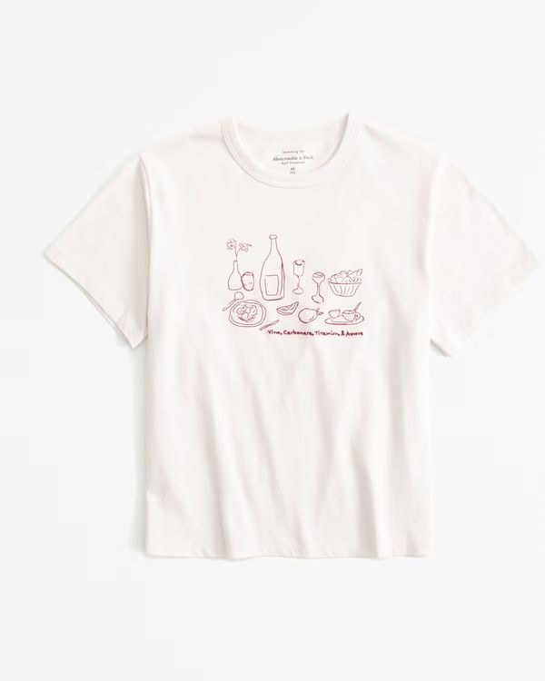 Women's Short-Sleeve Dinner Graphic Skimming Tee | Women's Tops | Abercrombie.com | Abercrombie & Fitch (US)