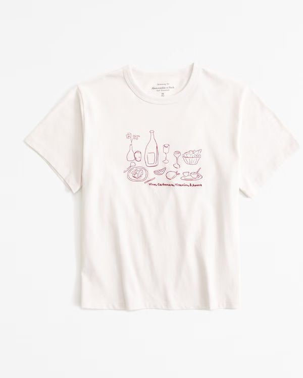 Short-Sleeve Dinner Graphic Skimming Tee | Abercrombie & Fitch (US)