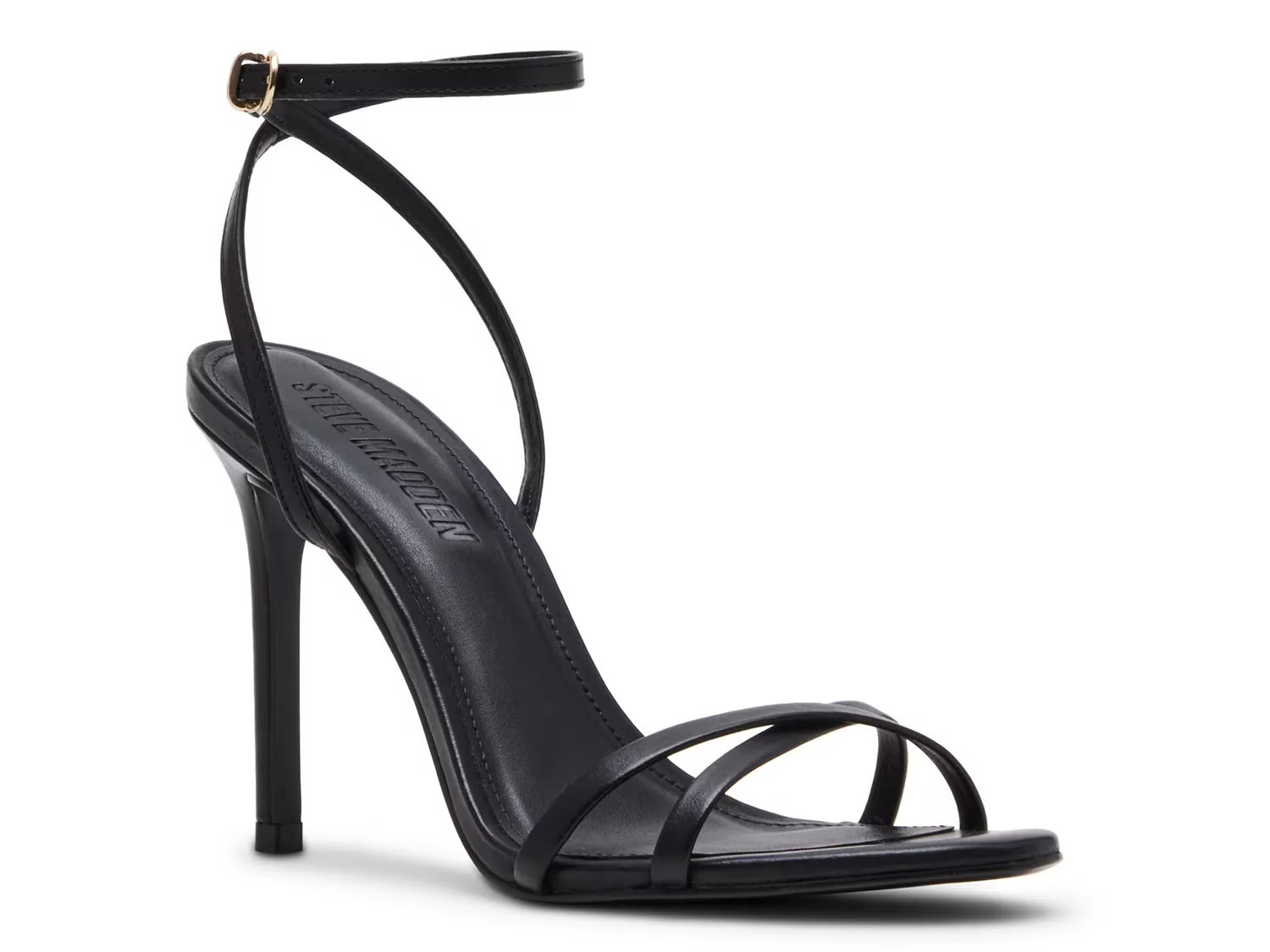 Steve Madden Jypsey Sandal | Women's | Black Leather | Size 5.5 | Heels | Sandals | Ankle Strap | Stiletto | DSW