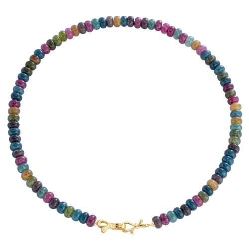 NLIEO Tourmaline Rainbow Colorful Gemstone Beaded Choker Necklace for Women 14K Gold Bow Birthstone Beads Chokers | Amazon (US)