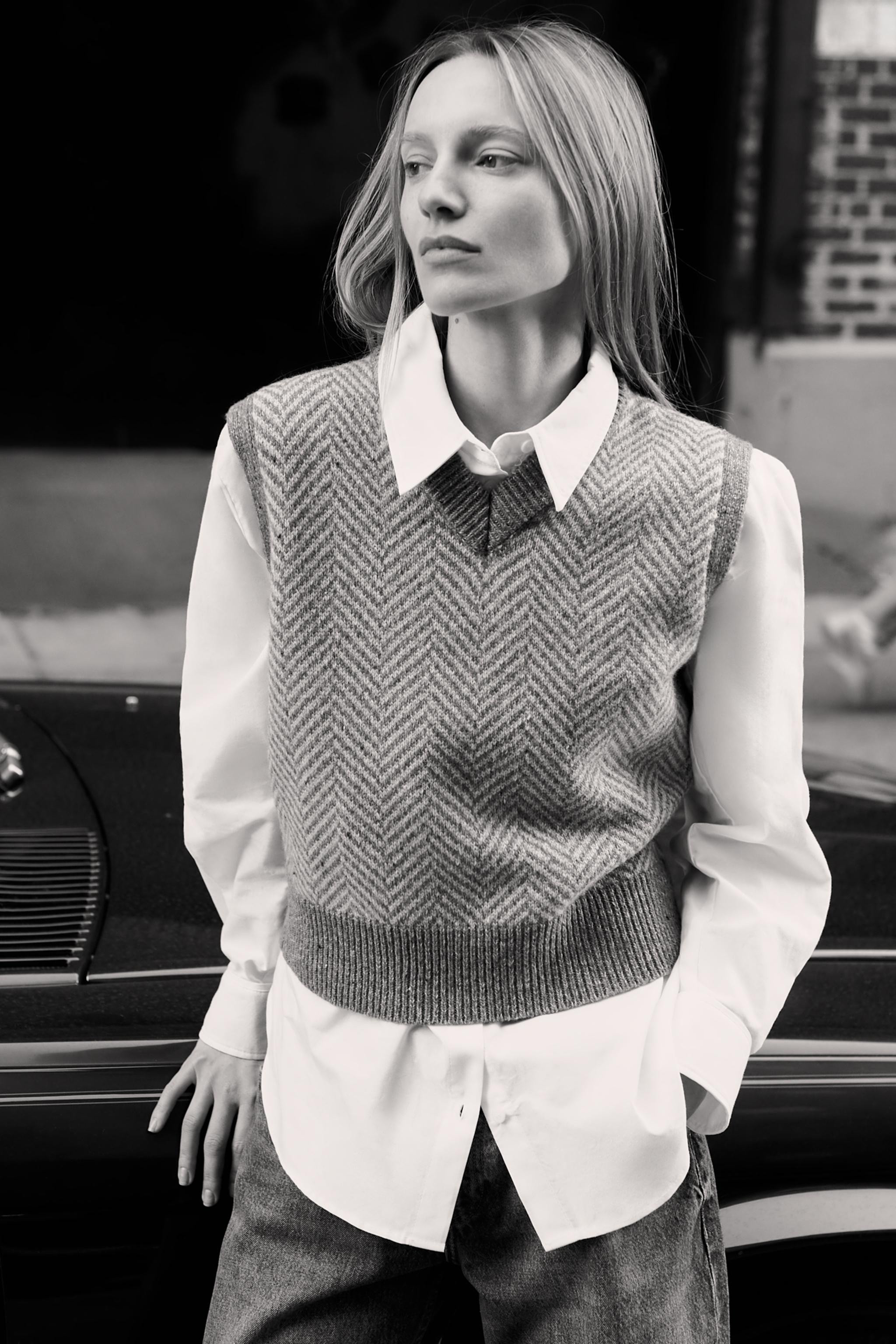 HERRINGBONE WOOL VEST | Zara US