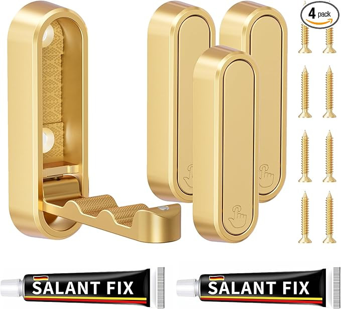 4-Pack Heavy Duty Zinc Alloy Folding Wall Hooks for Bathroom, Kitchen, Entryway, Closet - Space-S... | Amazon (US)