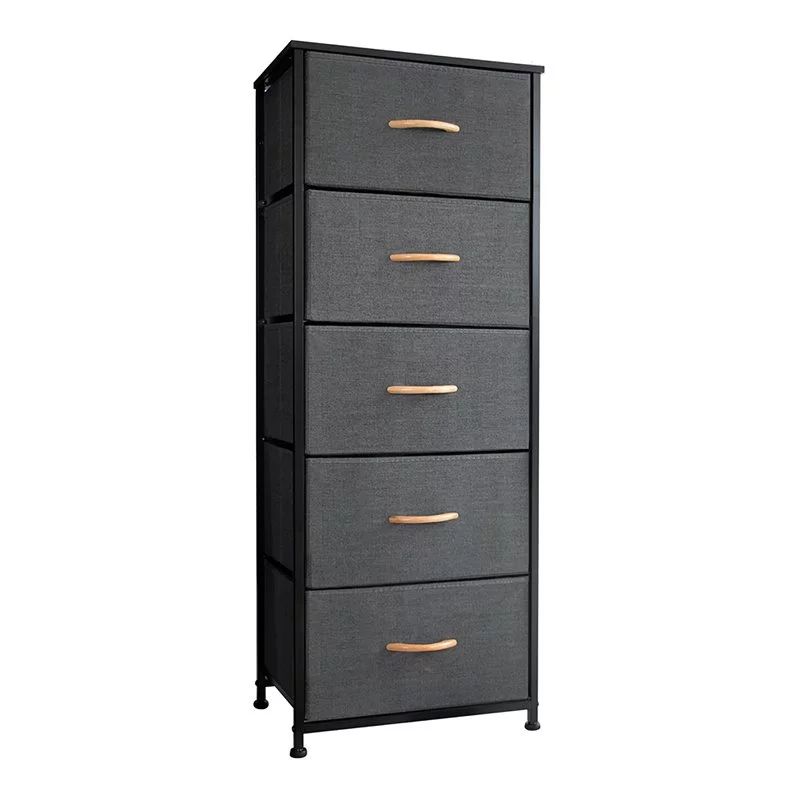 Pellebant 5-Drawer Fabric & Steel Vertical Dresser Storage Tower in Gray | Walmart (US)