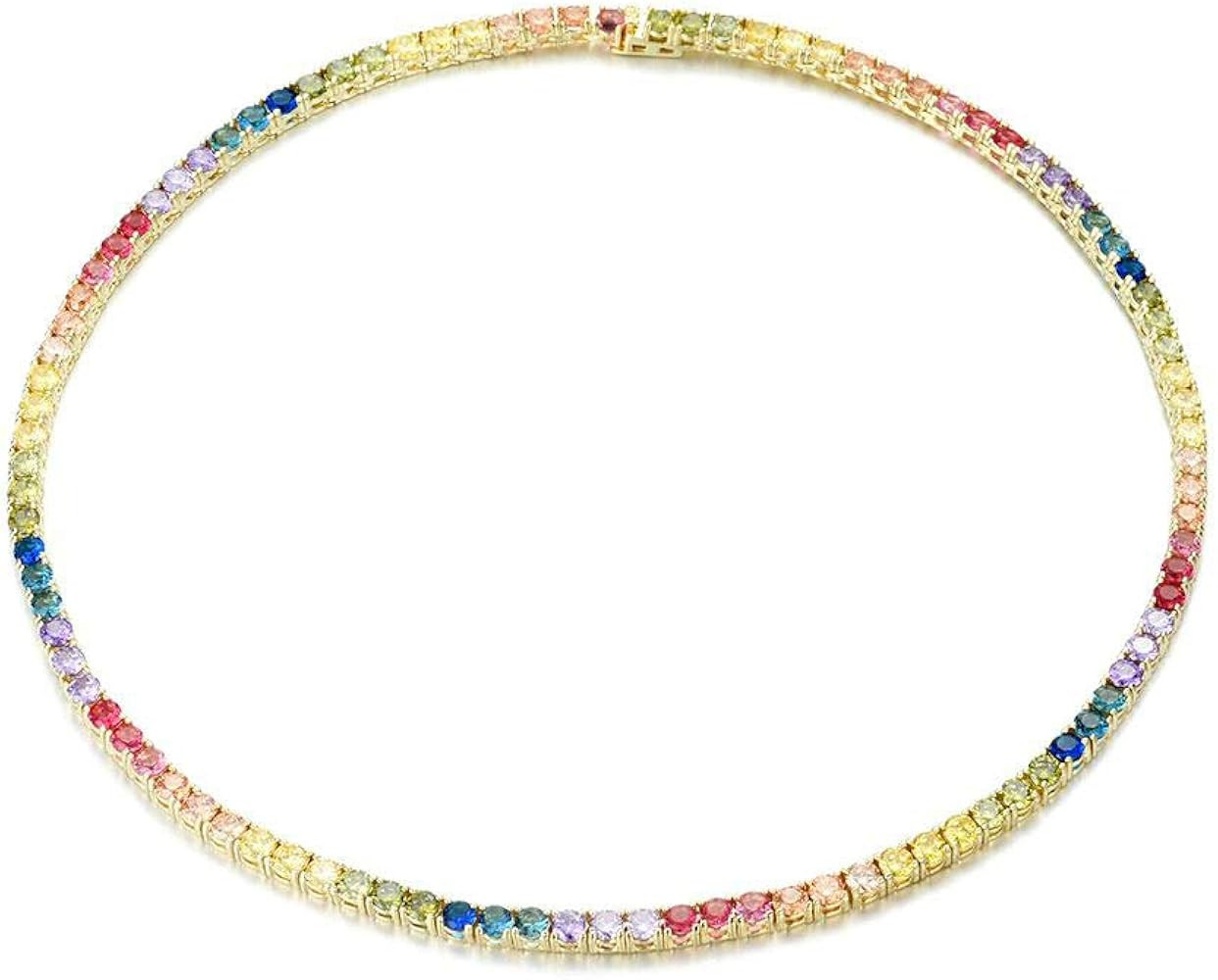 NYC Sterling Women's 4mm Round Rainbow Cubic Zirconia Pride Collection Tennis Necklace | Amazon (US)