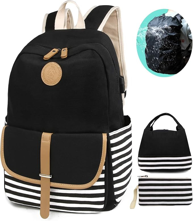 SCIONE Backpacks for Women Teen Girls,Large Capacity BookBag with USB Charger Port,Canvas Backpac... | Amazon (US)