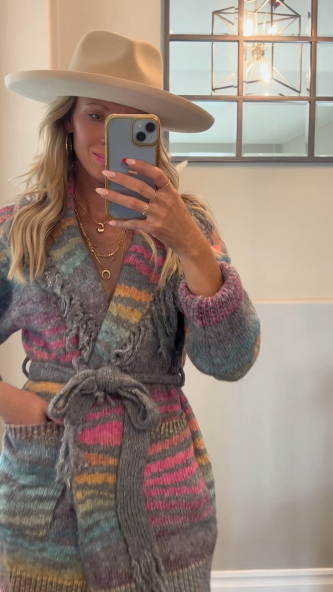 Use my code TRACYSAVE35 for 35% off! This code is good till 12/31! 

Cardigan-xs
Cargo pants xs
Sweater- small
Jeans- size 24 ( i sized down but im always in between sizes! ) 

#LTKFindsUnder100 #LTKParties #LTKSeasonal