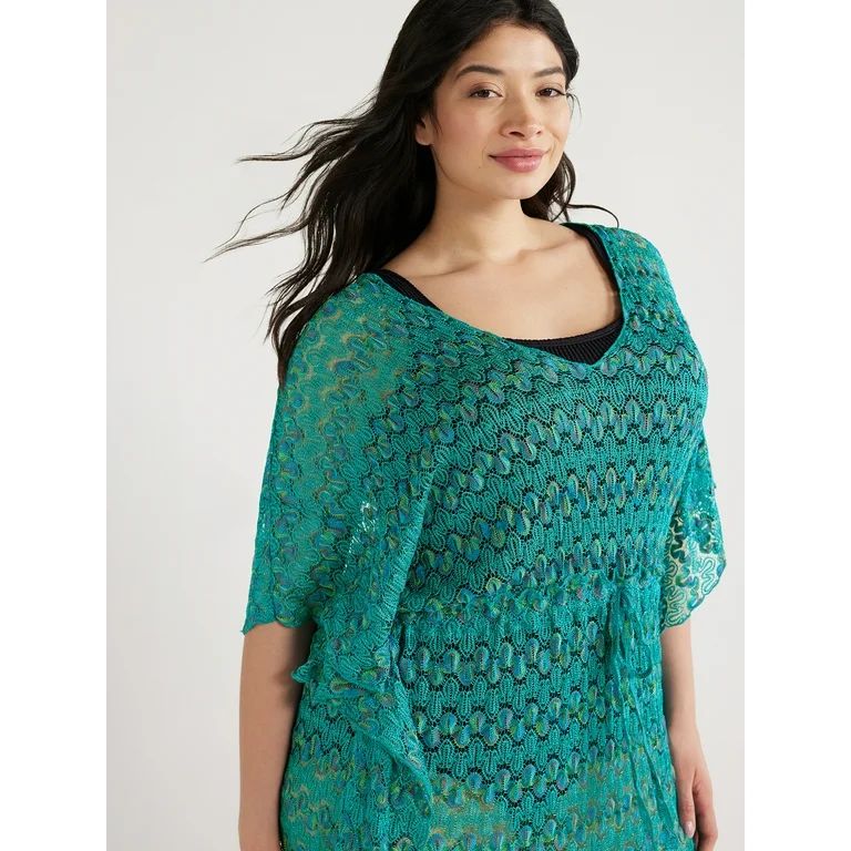 Time and Tru Women's and Women's Plus Crochet Kaftan Coverup, Sizes S-3X | Walmart (US)