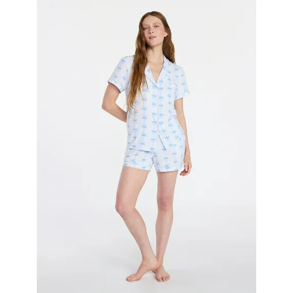 Joyspun Women’s Dreamy Soft Collection Bridal Knit Top and Shorts Pajama Set, 2-Piece, Sizes XS... | Walmart (US)