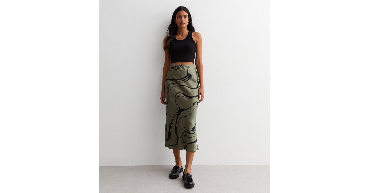 Khaki Swirl Satin Midaxi Skirt
						
						Add to Saved Items
						Remove from Saved Items | New Look (UK)