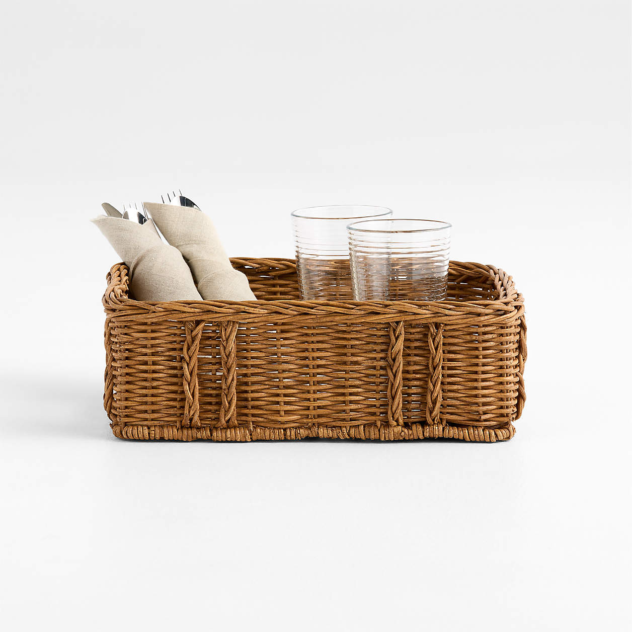 Alford Rattan Small Rectangle Basket + Reviews | Crate & Barrel | Crate & Barrel