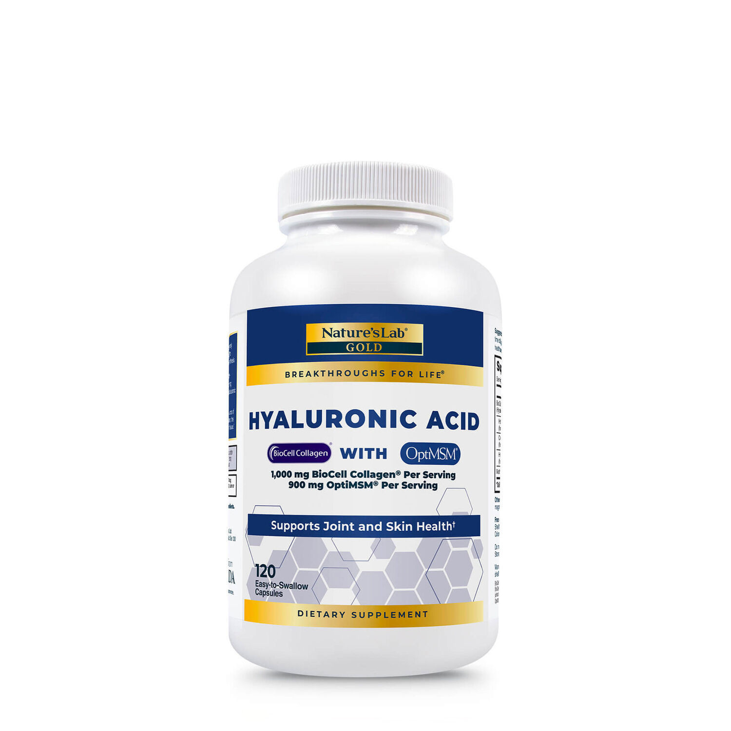 Hyaluronic Acid with BioCell Collagen and MSM - 120 Capsule (40 Servings) | GNC